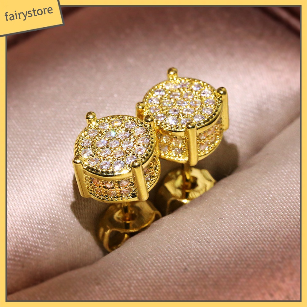 Khuyên Tai Tròn Đính Đá Zircon Thời Trang Cho Nữ