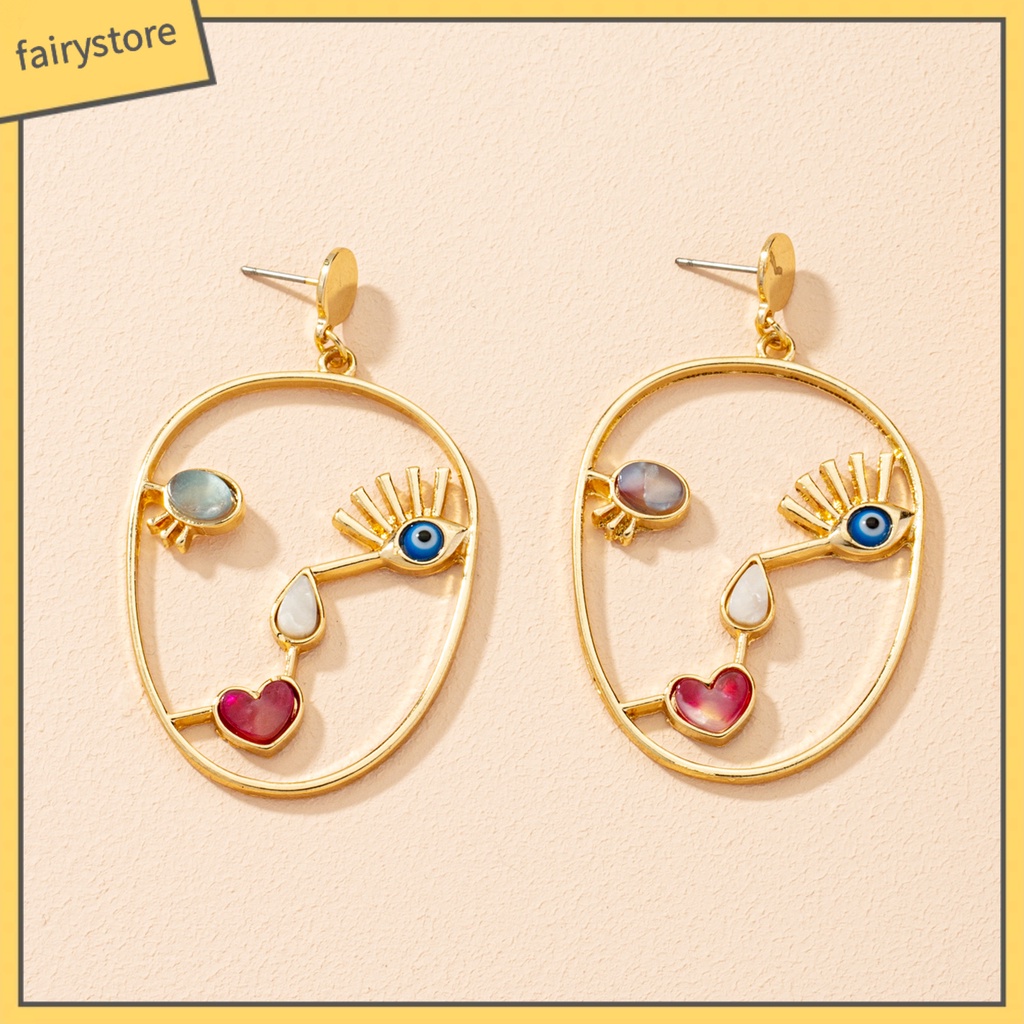 1 Đôi Bông Tai Hình Học Nhiều Màu Sắc Thời Trang Dành Cho Nữ