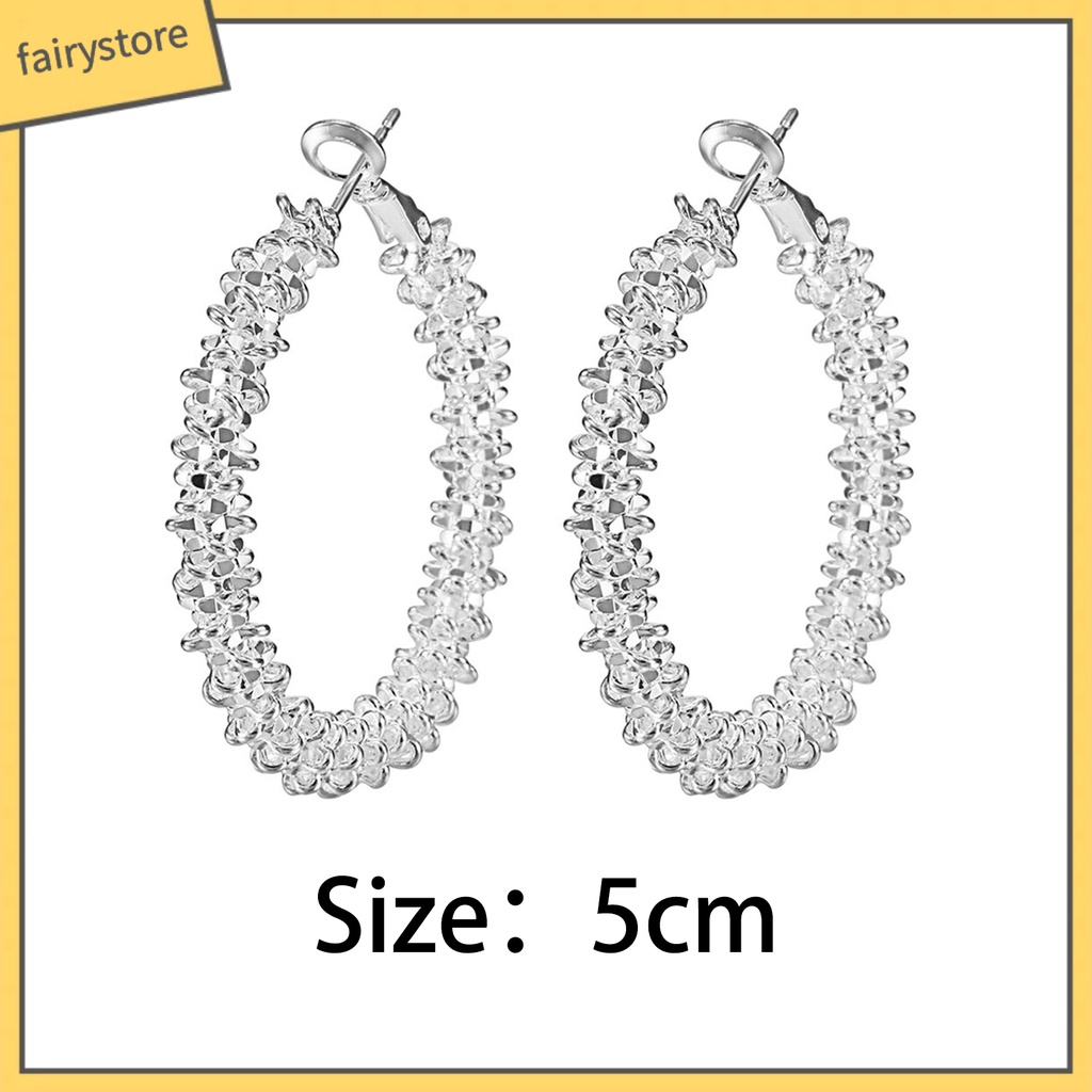 Bông Tai Mạ Bạc Dạng Vòng Chống Gỉ Sét Thời Trang Dự Tiệc Cho Nữ