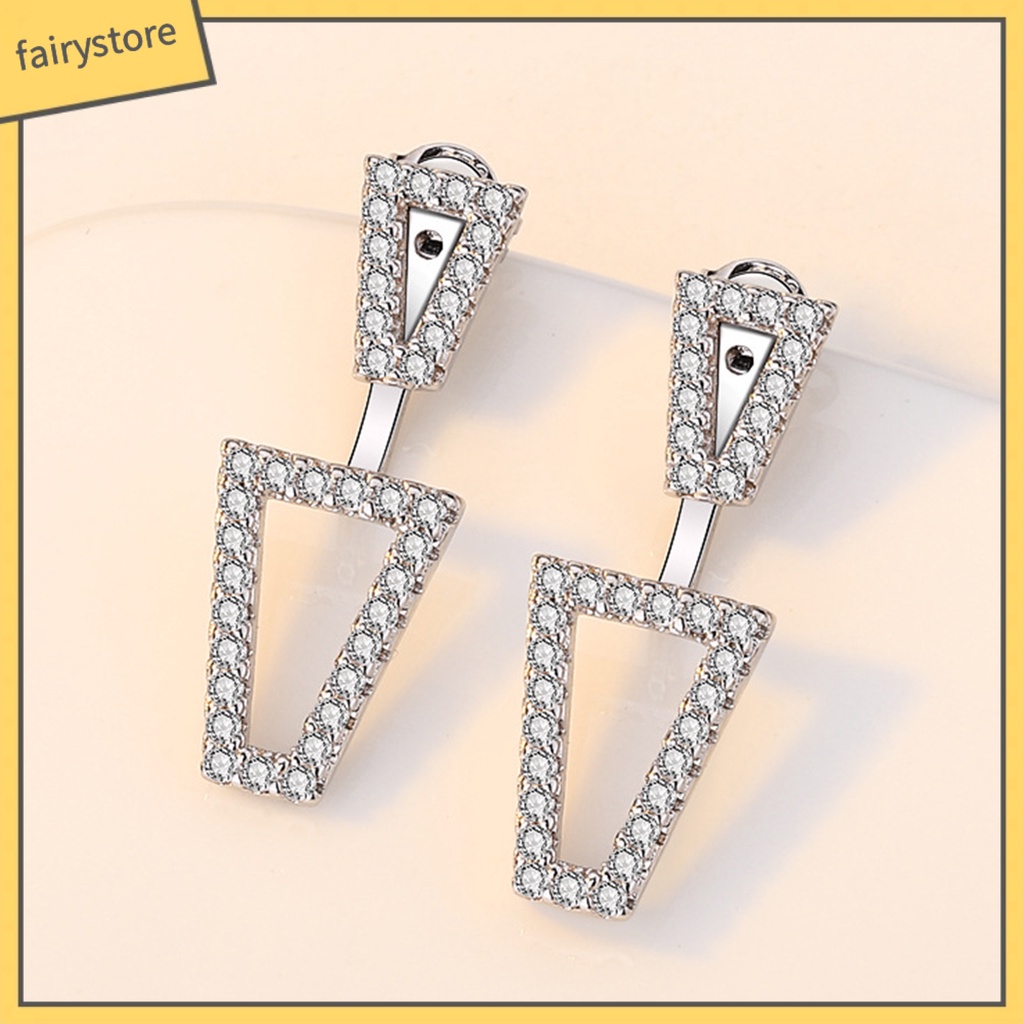 1 Đôi Bông Tai Hình Học Đính Đá Màu Sắc Lấp Lánh Thời Trang Cho Nữ