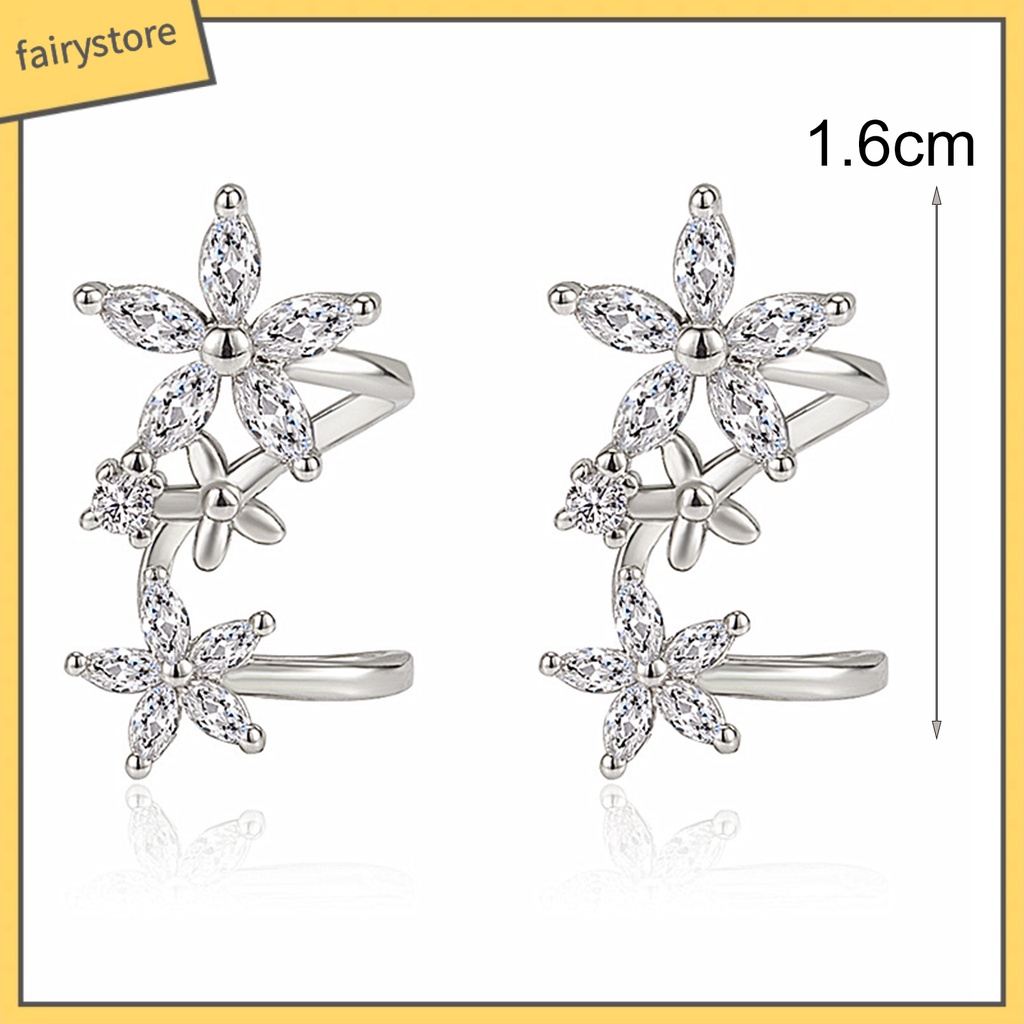 1 Đôi Bông Tai Hình Hoa Đính Đá Zircon Lấp Lánh Dành Cho Nữ