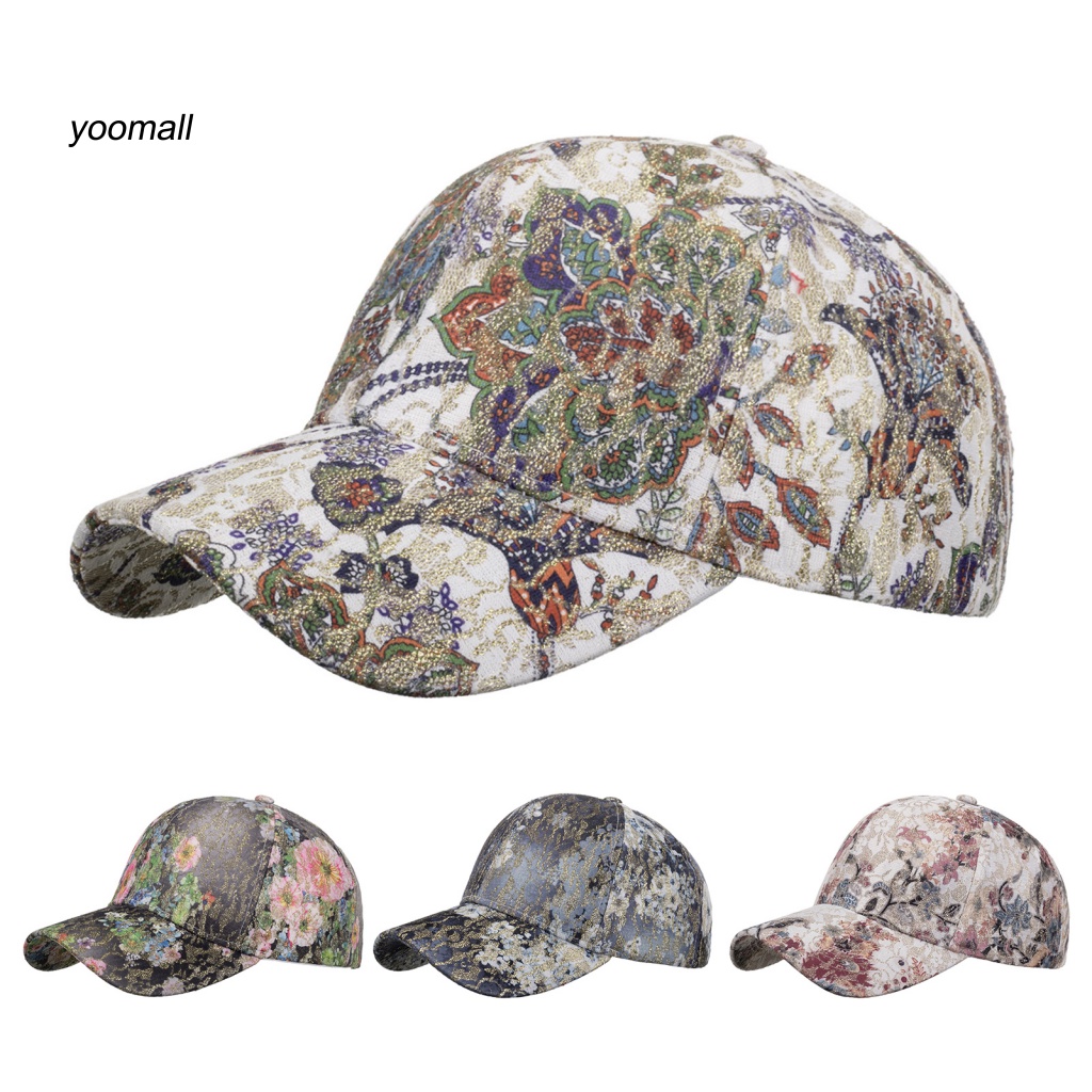 Mũ Lưỡi Trai Có Thể Điều Chỉnh Chống Gió / Tia UV Vành Rộng In Họa Tiết Hoa Thời Trang Đường Phố Cho Nữ