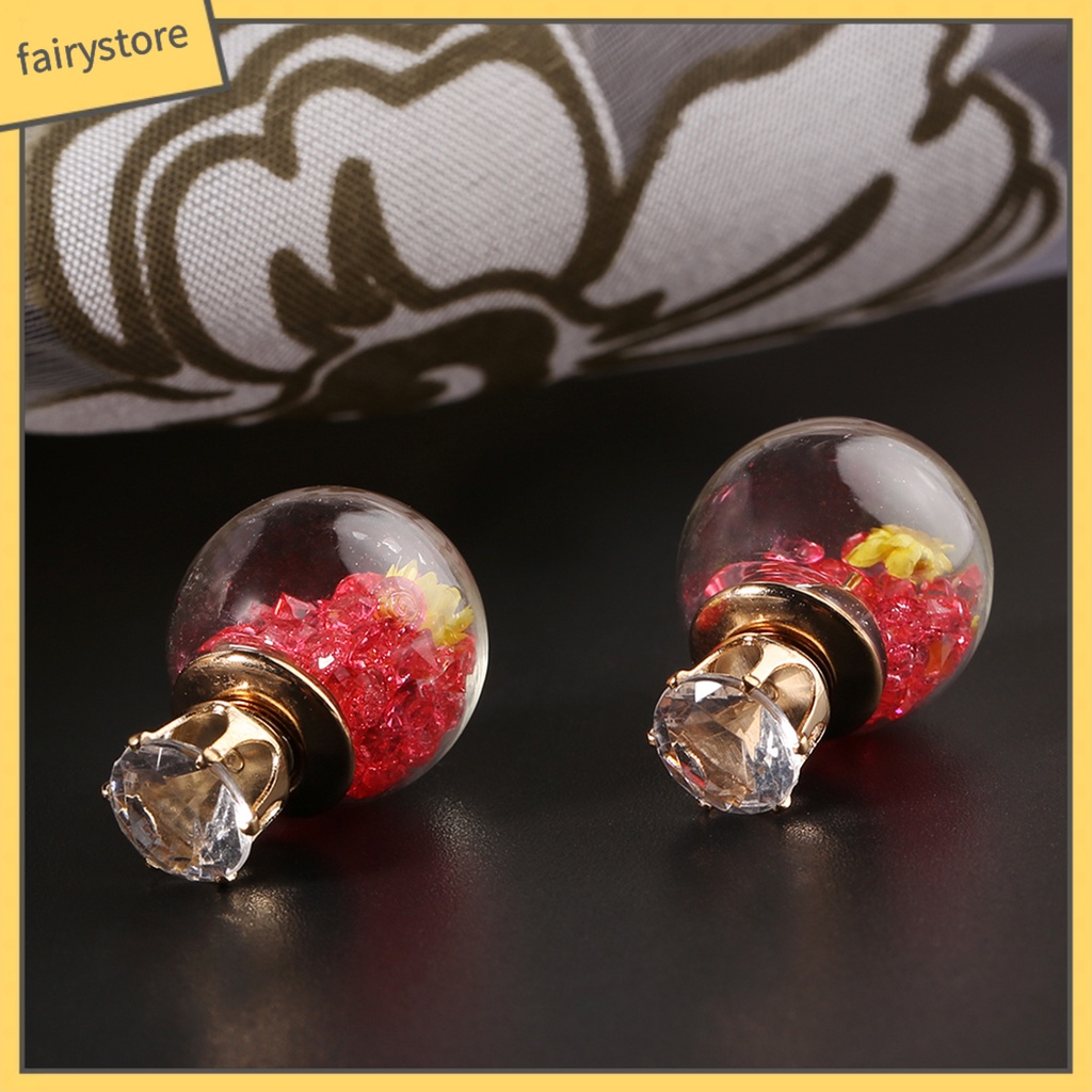 1 Đôi Bông Tai Hình Cầu Đính Hoa Ngọt Ngào Thoải Mái