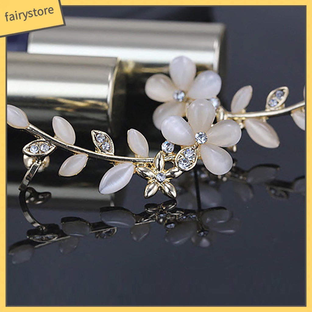 1 Đôi Bông Tai Kẹp Hình Hoa Đính Đá Cho Nữ