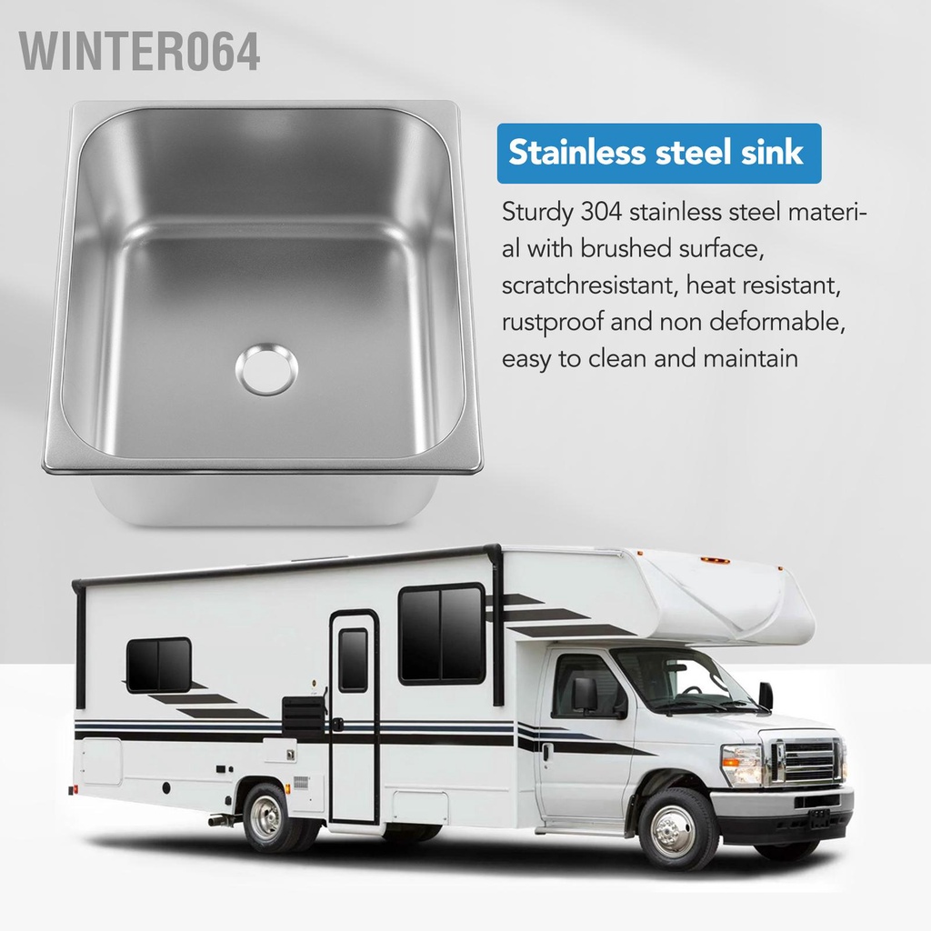 Winter064 Undermount Bồn Rửa Chén L330 W300 H150mm Thép Không Gỉ 304 Cổng Thoát Nước 40Mm Cho Thuyền RV Nhà Bếp Phòng Tắm