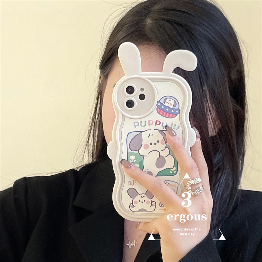 Ear CaseỐp Điện Thoại TPU Mềm In Hình Chú Cún Hoạt Hình Dễ Thương Cho IPhone 14 13 12 11 Pro Max X XR Xs Max