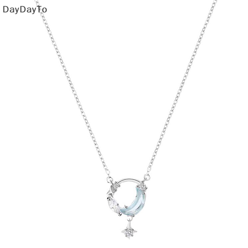 Vòng cổ Mặt Hình Mặt Trăng Rỗng Màu Bạc Thời Trang Hàn Quốc Cho Nữ