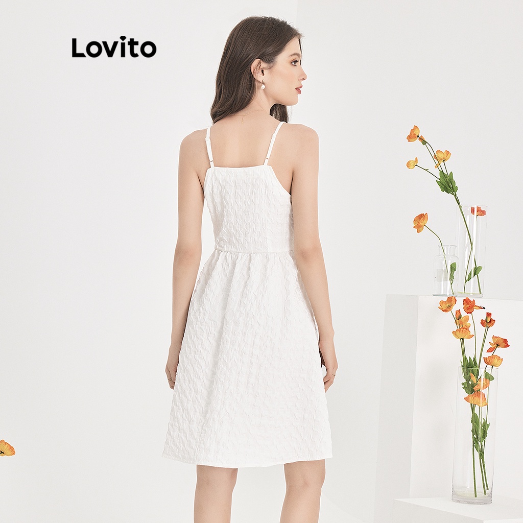 Đầm midi Lovito kiểu chữ A không tay xếp nếp màu trơn thường ngày cho nữ L51ED124 (Màu mơ)