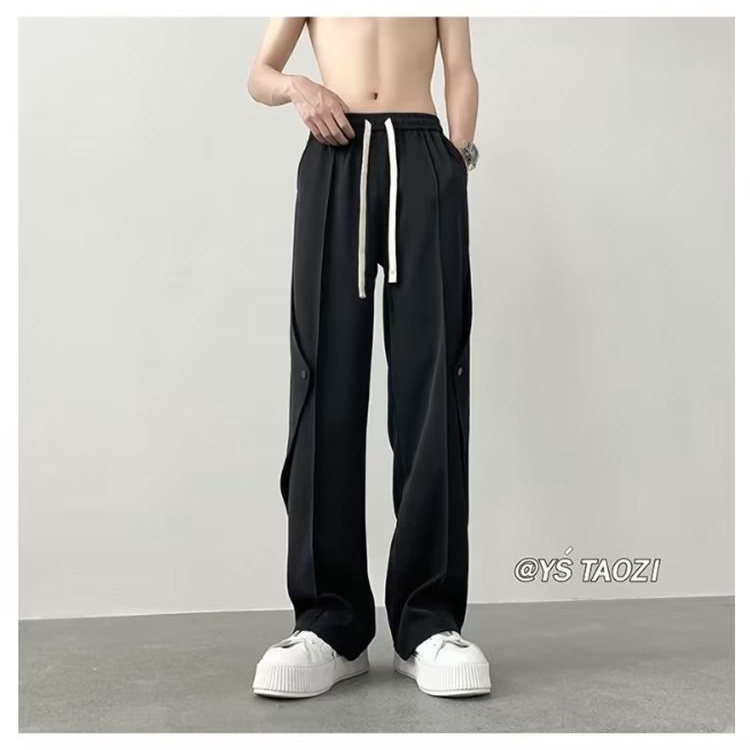 Quần Dài Vải Lụa Lạnh Mỏng Dáng Rộng Kiểu Đường Phố Thời Trang Mùa Hè Cho Nam