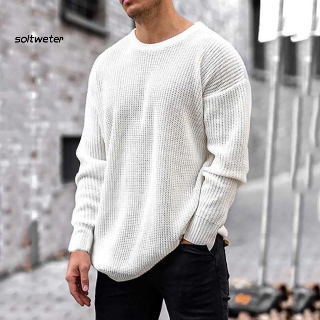 Áo Sweater Dệt Kim Cổ Tròn Dáng Rộng Thời Trang Mùa Thu Cho Nam