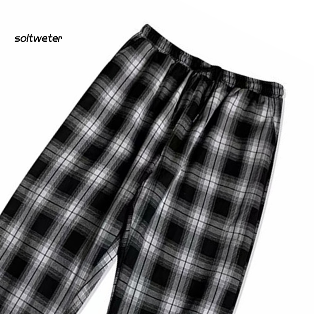 Quần Thể Thao Lưng Thun Ống Rộng Sọc Ca Rô Thời Trang Đường Phố Cá Tính Cho Nam