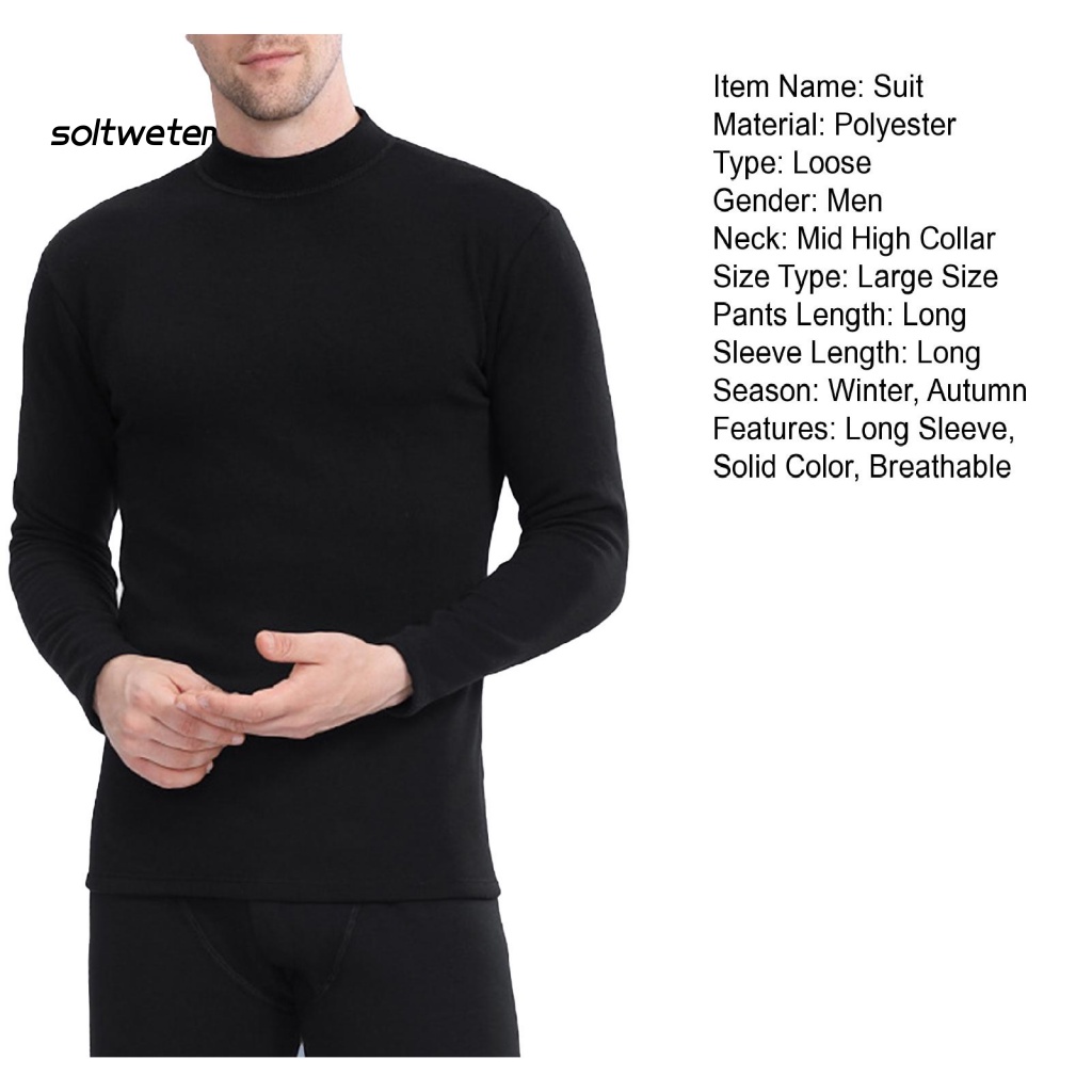 Bộ Đồ Lót 2 Món Bằng Vải Bông Dày Tay Dài Cổ Cao Giữ Ấm Thoải Mái Cho Nam