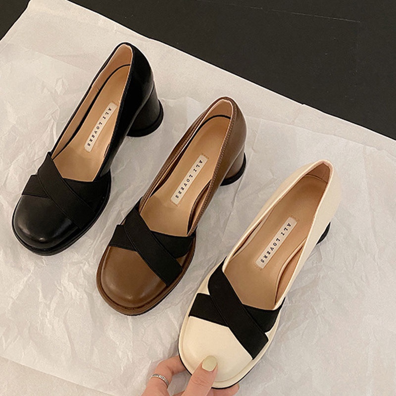 Giày da YUNGUANG thắt nơ phong cách Anh quốc cho nữ