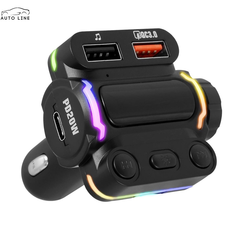 Tẩu Sạc Nhanh Hai Cổng USB Bluetooth 5.0 FM PD 20W Type-C SHOPCYC9724 Cho Xe Hơi