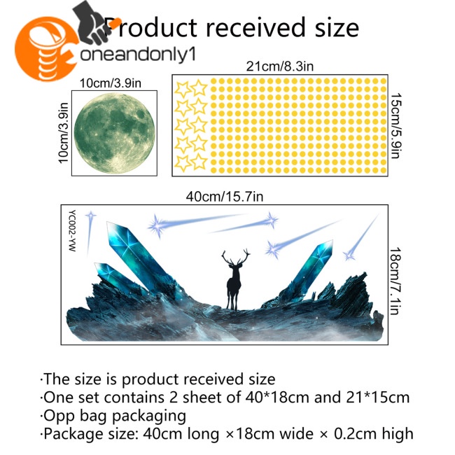 Miếng Dán Tường Dạ Quang Bằng Pvc Hình Mặt Trăng Ngôi Sao Băng Trang Trí Phòng Khách / Phòng Ngủ