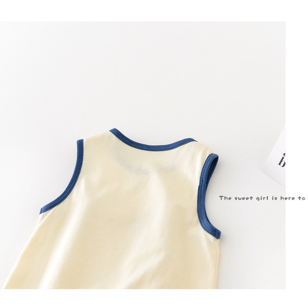 Bộ Áo Liền Quần Sát Nách Bằng Vải Cotton In Hoạt Hình Động Vật Thời Trang Mùa Hè Cho Bé Sơ Sinh 0-2 Tuổi