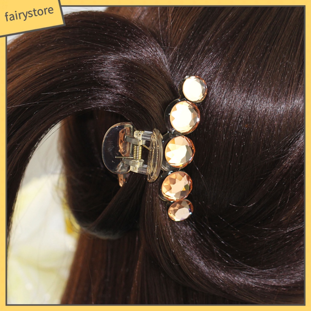 Kẹp Tóc Càng Cua Bằng Nhựa Đính Pha Lê Lấp Lánh Trang Nhã