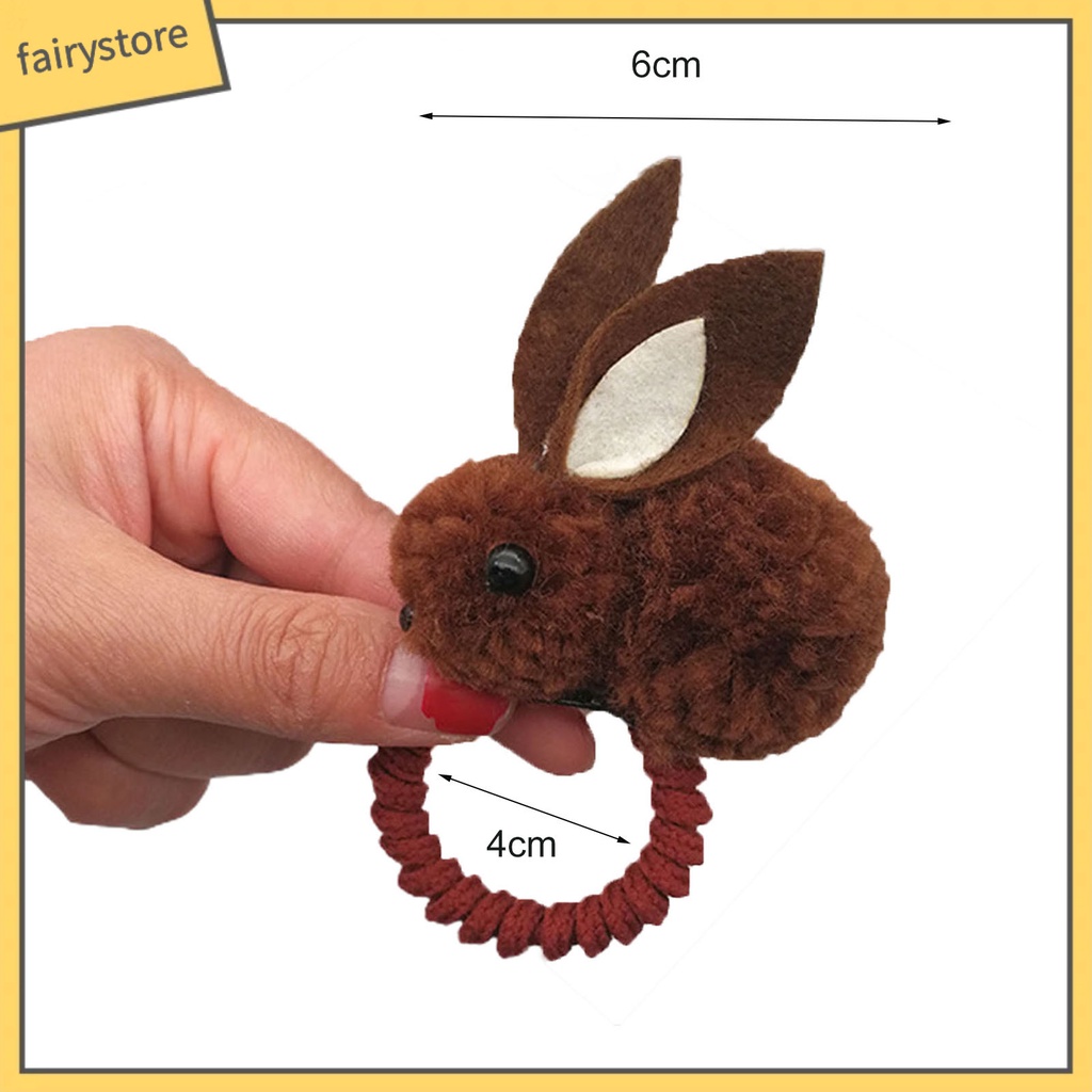 Dây Cột Tóc Cao Su Co Giãn Bọc Vải Lông Hình Thỏ Hoạt Hình