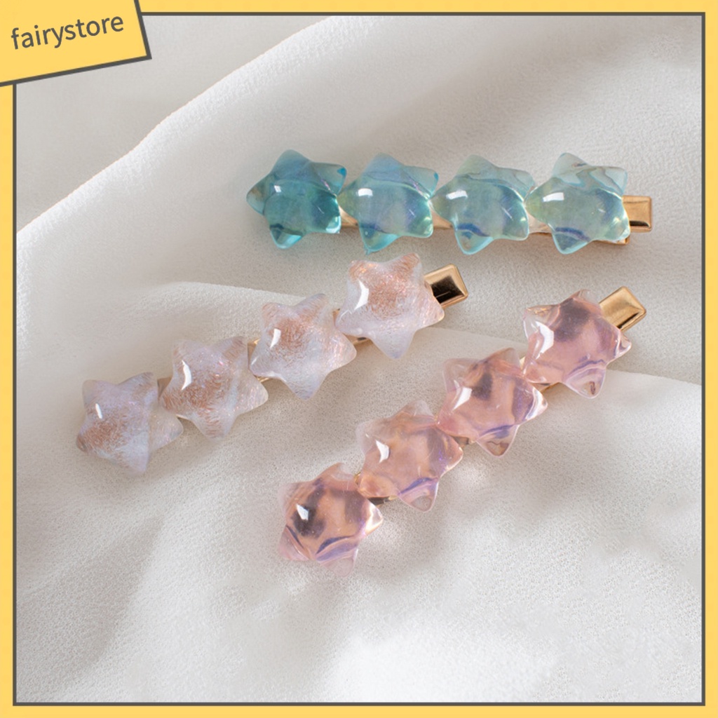 Kẹp Tóc Trang Trí Ngôi Sao Trong Suốt Bằng Nhựa Resin Chống Trượt Phong Cách Hàn Quốc Cho Nữ