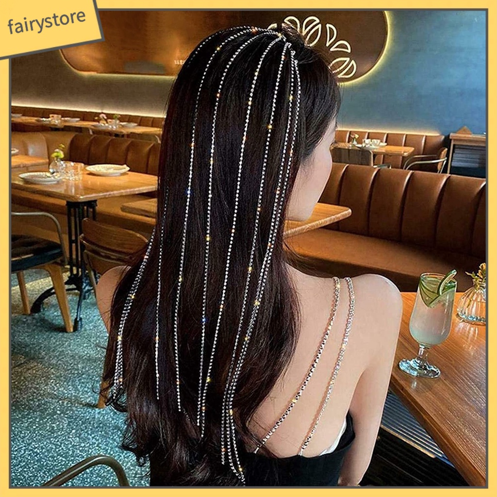 Băng Đô Cài Tóc Đính Đá Phối Tua Rua Bắt Mắt Tinh Tế Cho Nữ