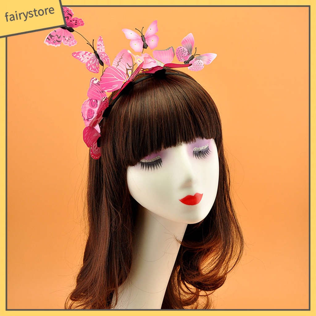 Băng Đô Cài Tóc Hình Bướm Ba Chiều Bằng Nhựa Sáng Tạo