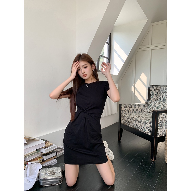 SUXI Đầm Tay Ngắn Màu Sắc Thời Trang Mùa Hè Vintage Dành Cho Nữ