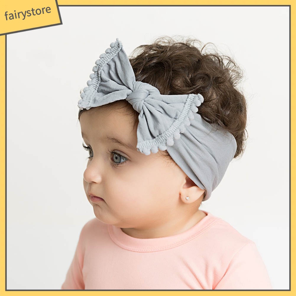 Băng Đô Thắt Nơ Bằng Nylon Mềm Co Giãn Dành Cho Bé Gái