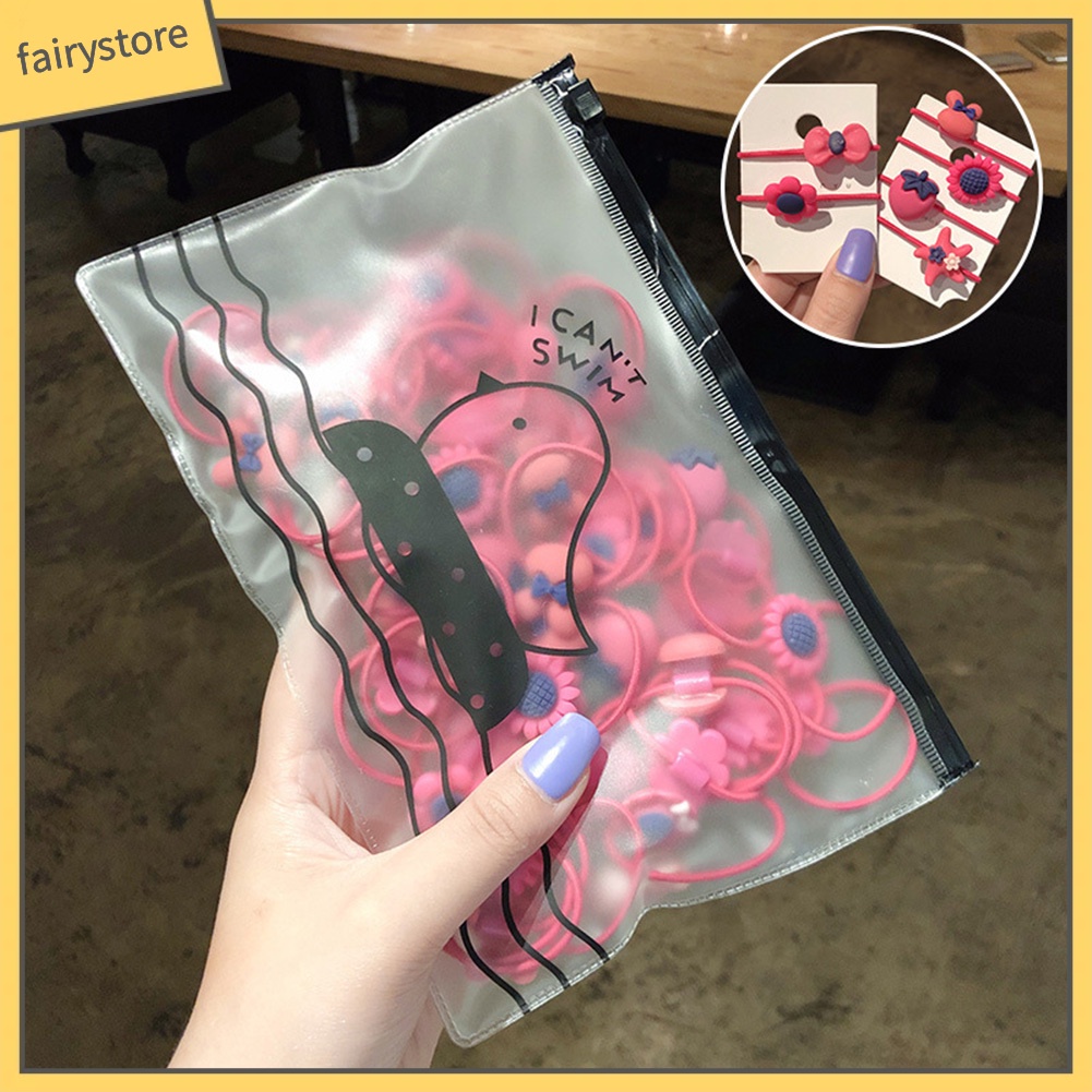 Túi 20 Dây Cột Tóc Co Giãn Đính Hoa Thời Trang Cho Nữ