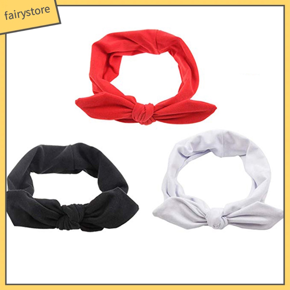 Băng Đô Tai Thỏ Bằng Cotton Co Giãn Dễ Thương Dành Cho Nữ