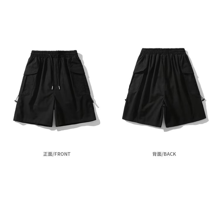 Quần Kaki Ngắn Dáng Rộng Nhiều Túi Phong Cách Hip hop Nhật Bản Cá Tính Cho Nam