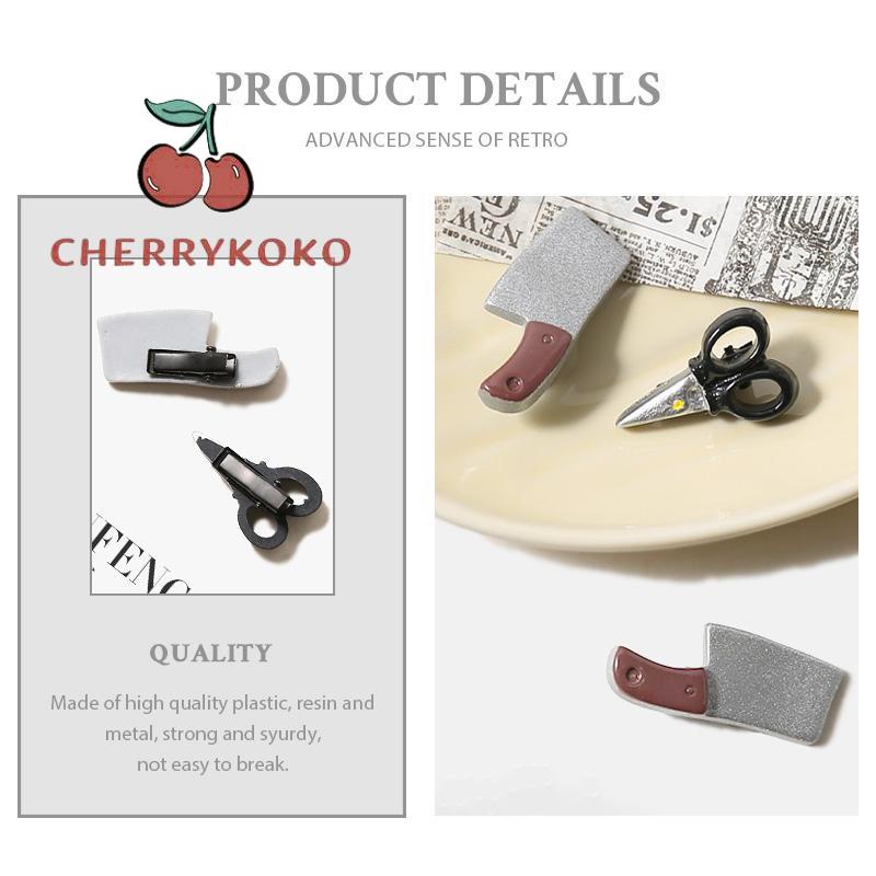 🍒🍒CHERRYKOKO Kẹp Tóc Hình Cây Kéo Hoạt Hình Dành Cho Nữ
