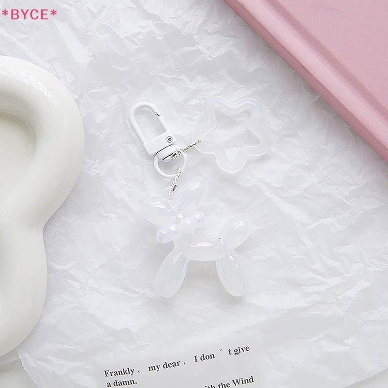 Móc Khóa Hình Chú Chó / Ngôi Sao / Bóng Bay Màu Kẹo Ngọc Trai Bằng Acrylic Dễ Thương Mới