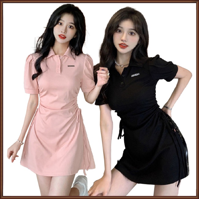 Đầm Thun Ngắn Tay Dáng Chữ A Lưng Cao Màu Sắc Đơn Giản Thời Trang Mùa Hè Cho Nữ