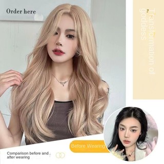 Bộ tóc giả dài xoăn gợn sóng màu xám nâu hồng phong cách lolita