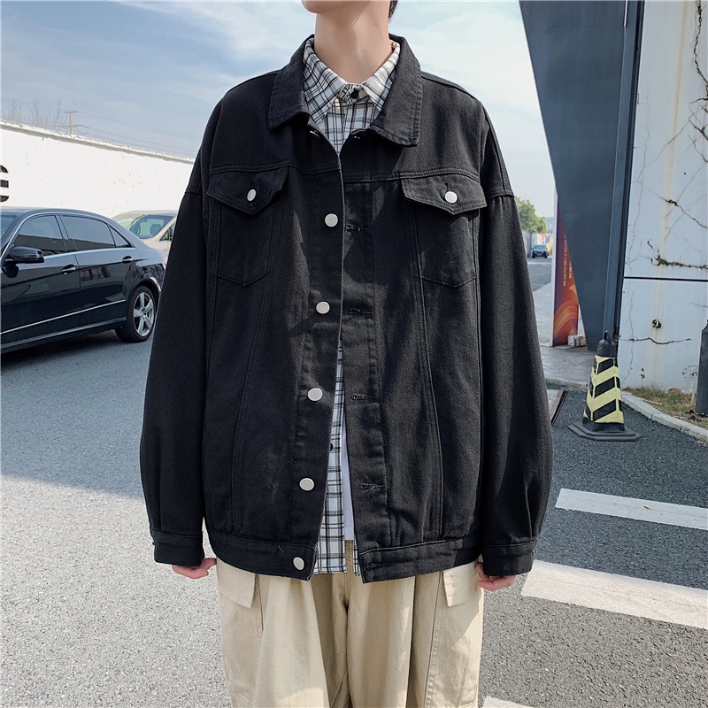 Áo Khoác Denim Dáng Rộng Thời Trang Hàn Quốc Cá Tính Cho Nam