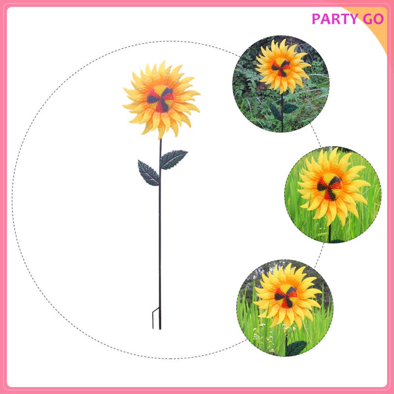Con Quay Cối Xay Gió Bằng Kim Loại Hình Hoa Hướng Dương Trang Trí Sân Vườn Kích Thước 109x31x3cm uiran.vn