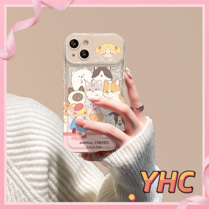 Ốp Lưng iPhone Camera Cô gái với thú cưng của mình, gương lật, chống chấn động, bảo vệ máy ảnh, Cho Iphone 6 / 6S / 6splus / se / 7 / 7plus / 8 / 8plus / X / xs / xsmax / 11 / 12 / 13 / 14 / Plus / pro / pro max-8015