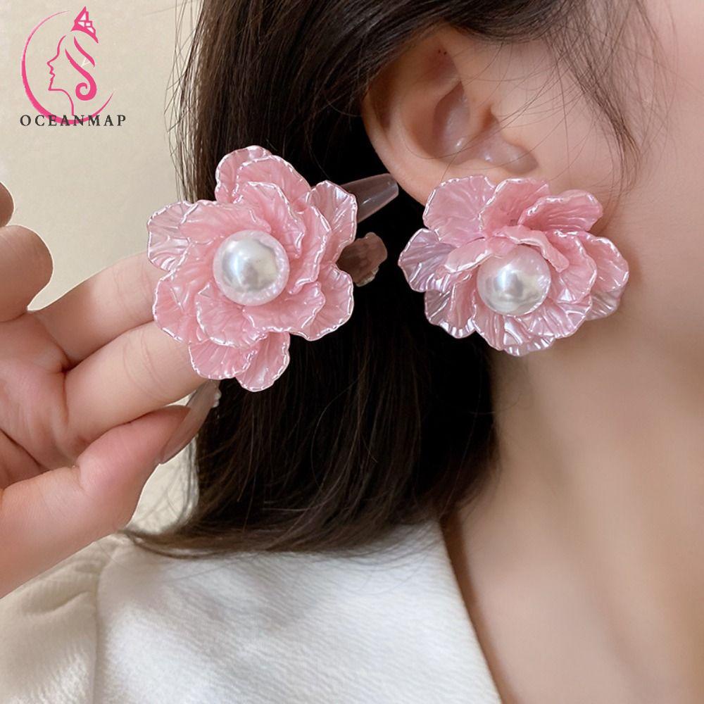 Bông Tai Hình Hoa Bằng Acrylic Phong Cách Vintage Sang Trọng