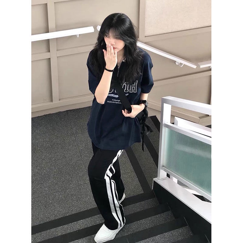 COZOK Áo polo Ngắn Tay Dáng Rộng Thời Trang retro Cá Tính