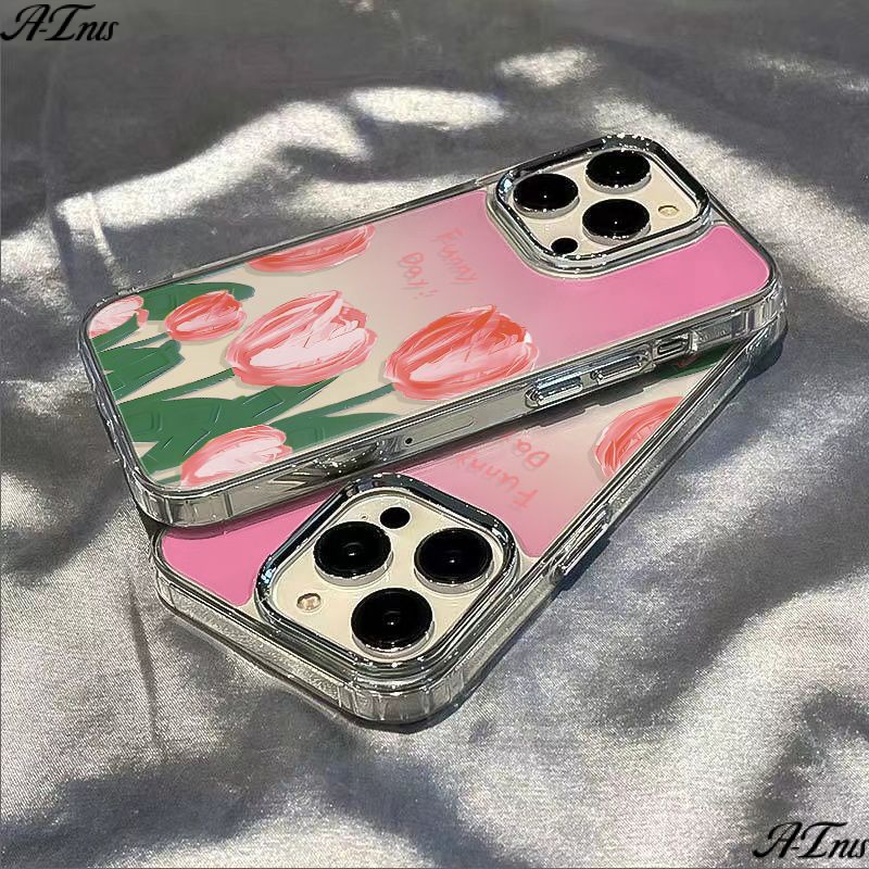 ✅Ốp Điện Thoại Mềm Chống Sốc Họa Tiết Hoa Tulip Cho Apple 11 Plus 14 Pro 128 max 13 7 PSAS