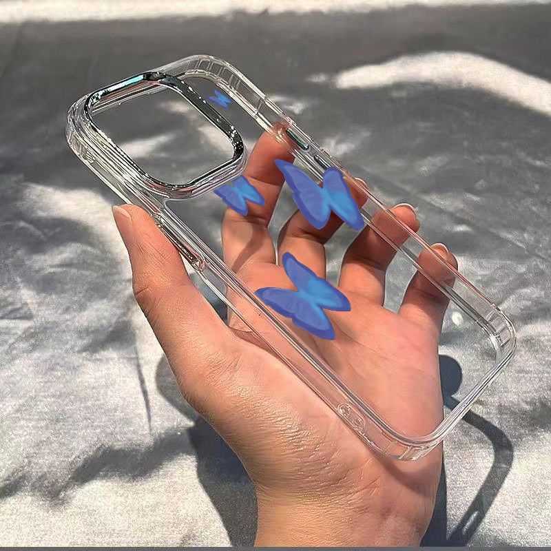 ✅Ốp Điện Thoại Dẻo Họa Tiết Bươm Bướm Màu Xanh Dương Thời Trang Chống Sốc Cho iPhone127 LF4U Maxplus 1114pro13 8