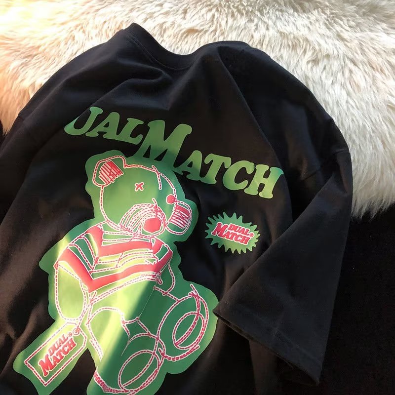 Áo Thun Tay Ngắn Dáng Rộng Phong Cách Đường Phố Nhật Bản Thời Trang Mùa Hè Cho Nam T114 * P20