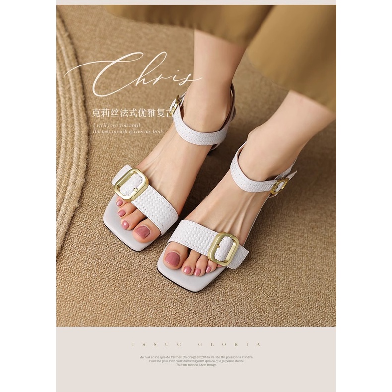 Duoya Tóc Thẳng ~ [Hàng Có Sẵn] Giày Cao Gót Sandal Da Mềm Hở Ngón Màu Cam Phù Hợp Với Mùa Hè Cho Nữ Miễn Phí Vận Chuyển