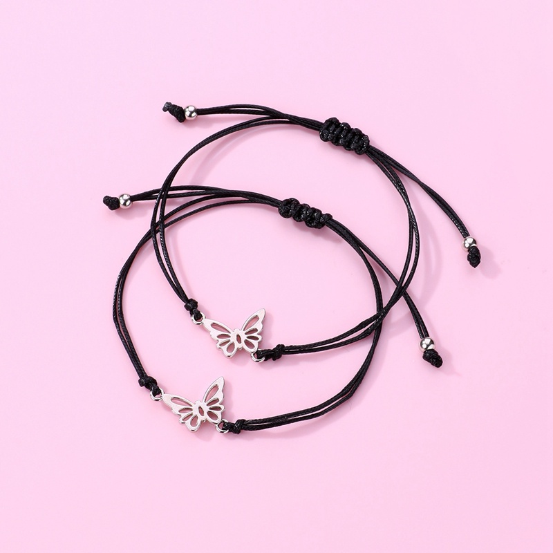 Ygt Set 2 Vòng Tay Dây Bện Phối Mặt Hình Bướm Có Thể Điều Chỉnh Được