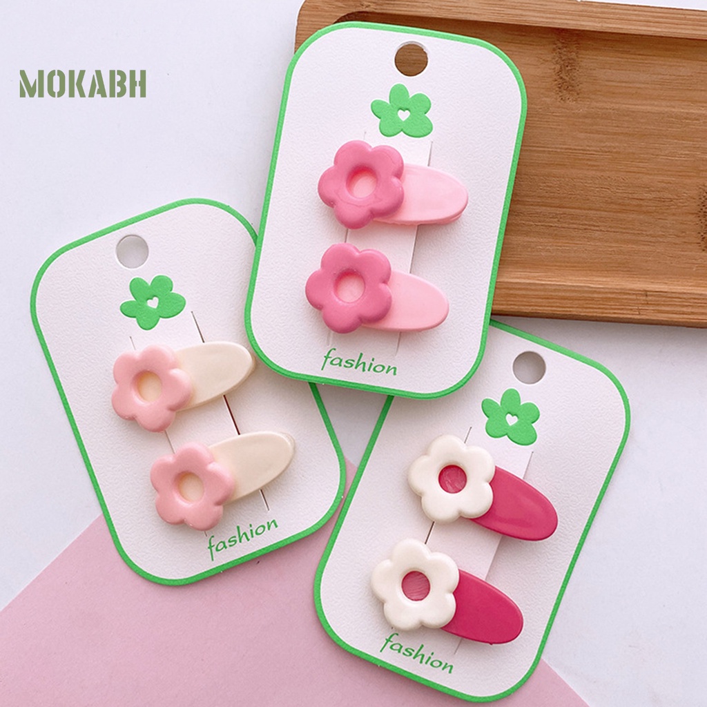 1 Cặp Kẹp Tóc Họa Tiết Hoa Hoạt Hình Màu Sắc Ngọt Ngào Chống Trượt Trọng Lượng Nhẹ
