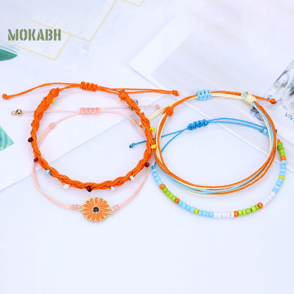 4 Vòng Đeo Tay Chống Thấm Nước Bằng Hợp Kim Phong Cách Bohemian Thời Trang Cho Nữ