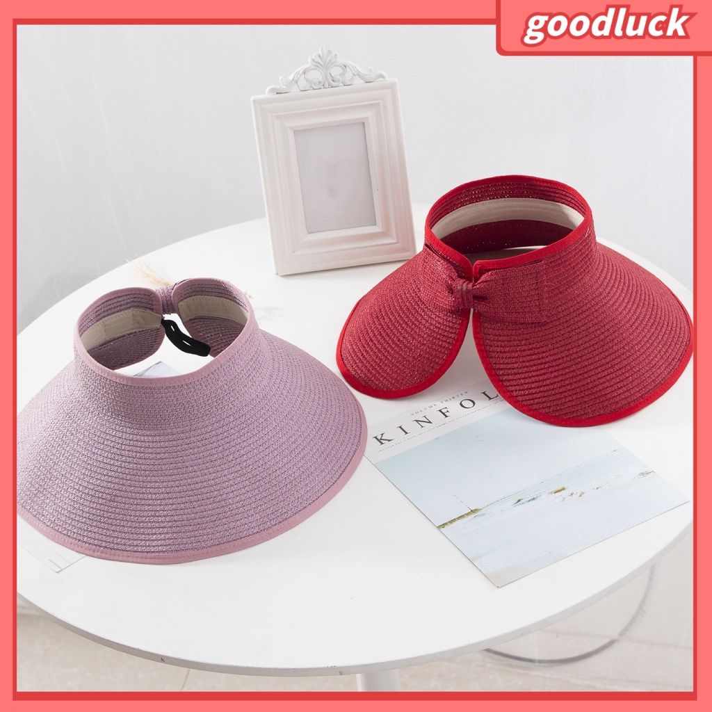 Mũ Chống Nắng Rộng Vành Hở Chóp Hấp Thụ Mồ Hôi Đính Nơ Sau Lưng