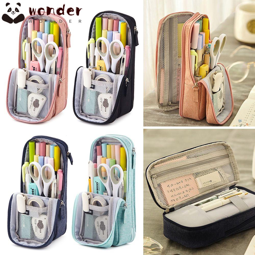 Túi Đựng Bút Bằng Vải Canvas Cỡ Lớn In Họa Tiết Dễ Thương Tiện Dụng Mang Theo Đi Học