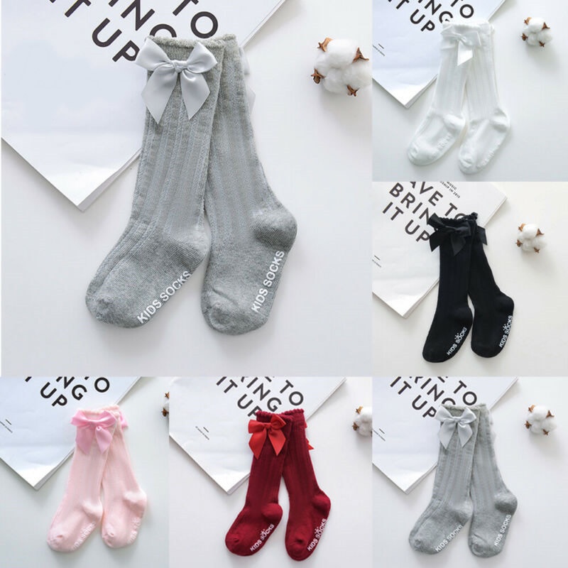 Tất Dài Ngang Gối Vải Cotton Mềm Mại Dễ Thương Cho Bé
