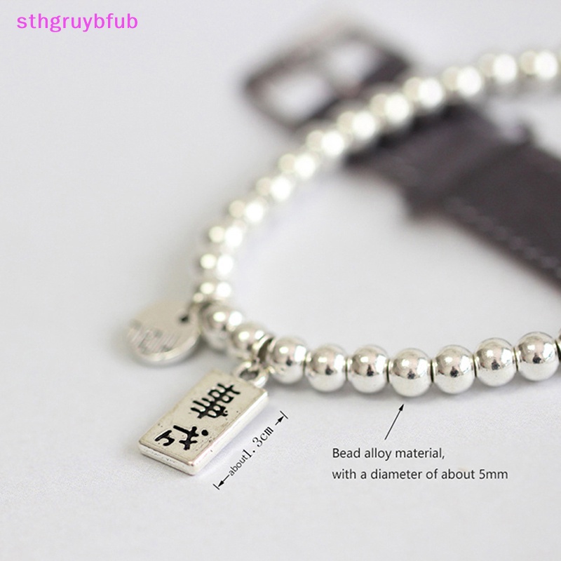 Vòng Tay Chuỗi Hạt Tròn Màu Bạc Đơn Giản Phong Cách Hip Hop Punk Thời Trang Cho Cặp Đôi